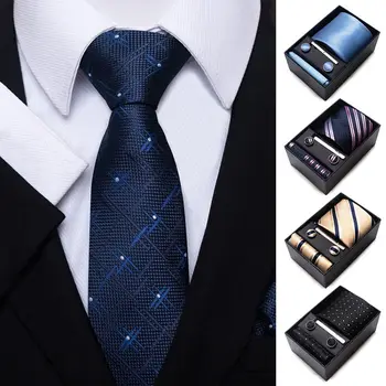 Класически аксесоари за риза Cravat Полиестерна коприна Бизнес джобни квадратчета Най-новият дизайн копче за ръкавели Комплект Сватба
