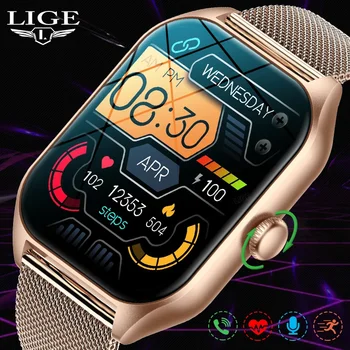 LIGE 2024 Моден смарт часовник Bluetooth повикване Smartwatch Мъже жени водоустойчив спорт фитнес тракер гривна човек за IOS Android