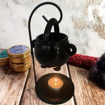 Висящ казан восъчна горелка Tealight свещник Маслена горелка Вещици Магьосничество Начало Йога стая Медитация Декор Черен аромат