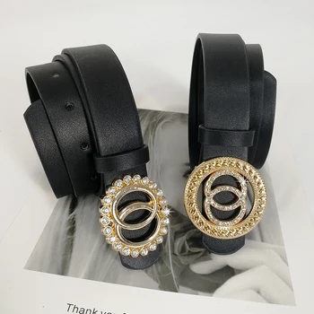 Моден дизайнер колани за жени високо качество луксозна марка черна кожа бял Strass дънки колан кафяв колан кафяв колан колан