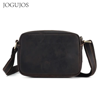 JOGUJOS естествена кожа пратеник рамо чанта Crossbody чанта за жени мъже случайни мобилен телефон чантата пътуване чанта чанти