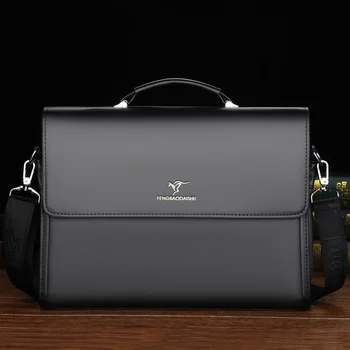 Бизнес Голям капацитет Мъжко куфарче Луксозна кожена ръчна чанта Офис Мъжка чанта за рамо Messenger Fashion Man File Bag